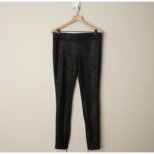 Free People Subtle Metallic Inner Zipper Ankle Pants Black Elastic Waist Stretch